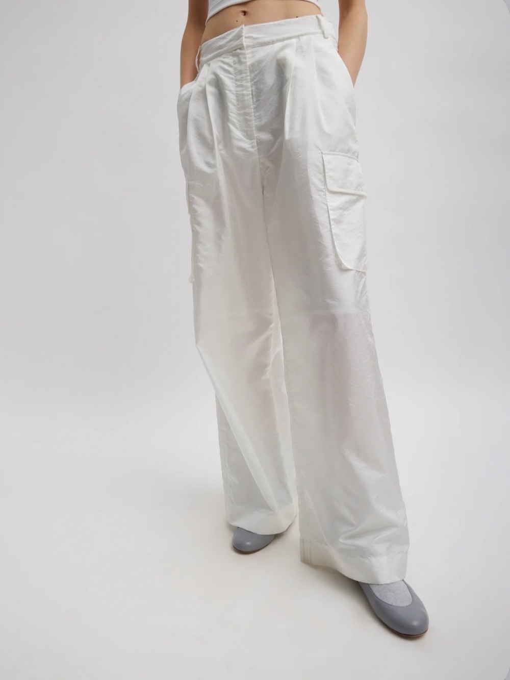 NWT Tibi Stella Crispy Nylon Pleated Cargo Pant Size 0